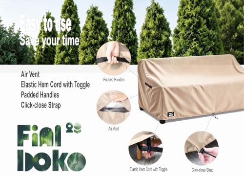 2-Seater Patio Loveseat Cover, 60Wx38Dx35H inches Outdoor Furniture Covers Wa...