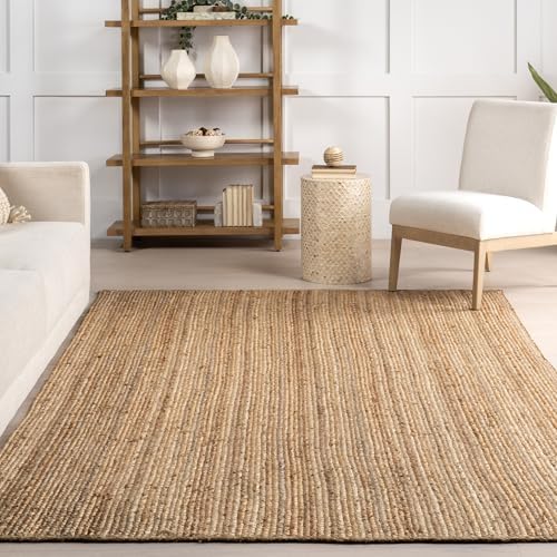 nuLOOM Rigo Natural Solid Flatweave Area Rug, Oval 4' x 6'