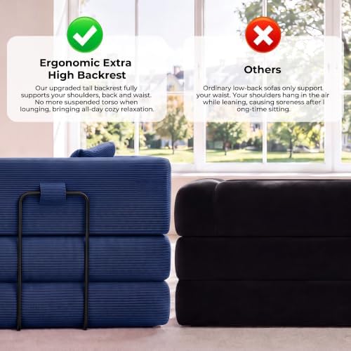 79'' Futon Sofa Bed, High‑Back Boneless Couches for Living Room