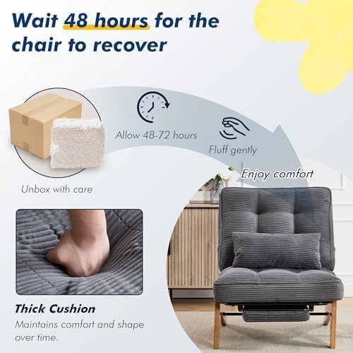 Accent Chair with Ottoman for Reading Room (Grey)