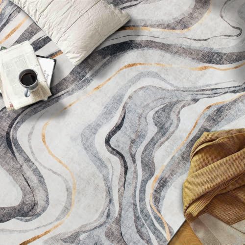 Rugshop Contemporary Marble Design Washable Non Slip Area Rug 5' x 7'...
