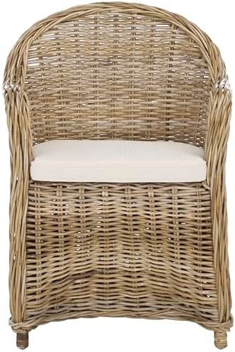 SAFAVIEH Furniture - Zane Club Chair - 17.3" Seat Height - Grey - Rattan...