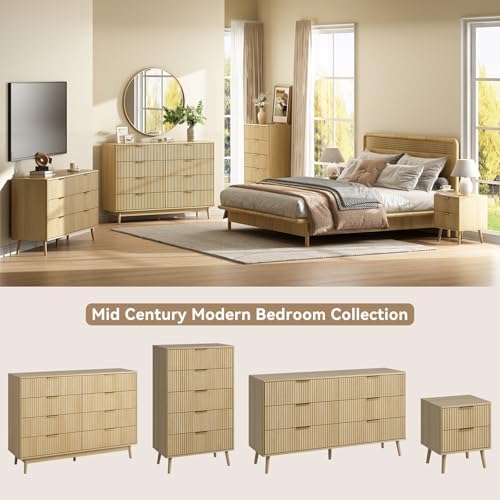 CARPETNAL Fluted Dresser and Nightstand Sets for Bedroom, 3 Pcs Bedroom Set, ...