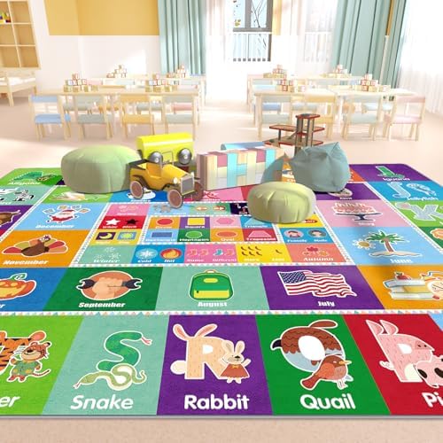 PartyKindom Kids Play Rug Mat Playmat with Non-Slip Design (78.7 x 59 inch)