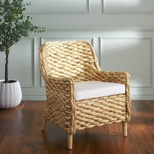 SAFAVIEH Purrl Hyacinth Wood Accent Chair, 25.59" White/Natural ACH6533A