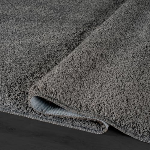 Area Rug 5x7 Dark Gray Washable Indoor Rug Solid Non Slip Easy to Clean Non S...