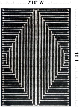 Rugshop Contemporary Bohemian Stripe Area Rug 7'10" x 10' Black