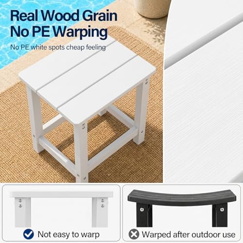 MXIMU Outdoor Side Table Set of 2, Adirondack Table, All Weather, White