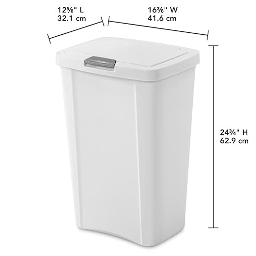 Sterilite 13 Gallon TouchTop Wastebasket Trash Can Garbage Recycle Bin