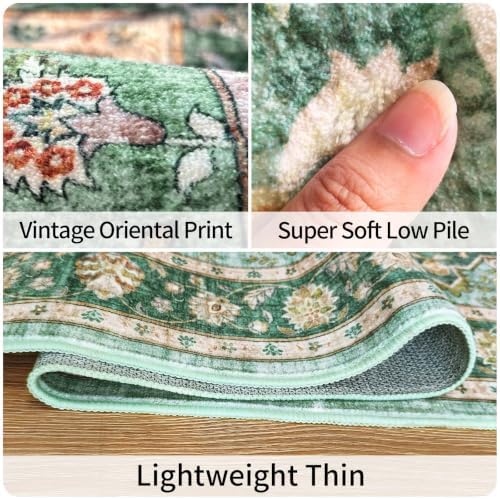 Washable 10x14 Rug Living Room: Non-Slip for Dog Cat Household Forest Green
