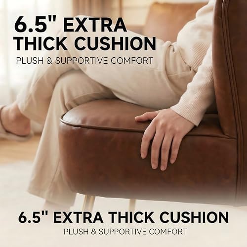 DUOMAY Modern Accent Chair Set of 2 PU Leather Slipper Chair Wingback Side Ch...