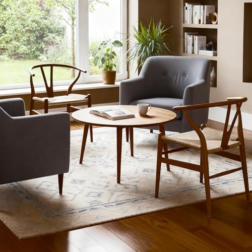 Y Wishbone Chair, Solid Ash Wood Dining Chair (Walnut) | Handwoven Paper Cord...