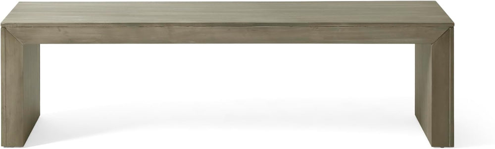 GDFStudio Farmhouse Acacia Wood Dining Bench, Light Gray Oak