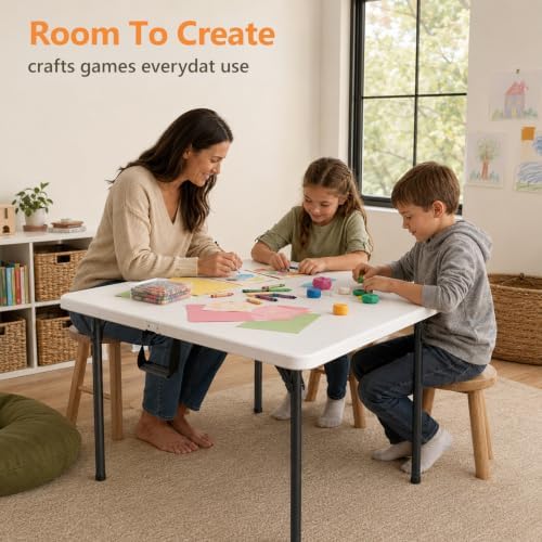 36" Folding Table, Portable Square Folding Card Table with Carrying Hand...