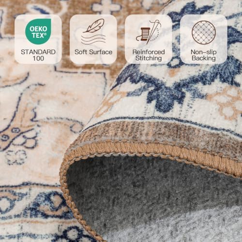 Lofus 5x7 Area Rugs for Living Room Bedroom, Soft Boho Carpet Floral Brown