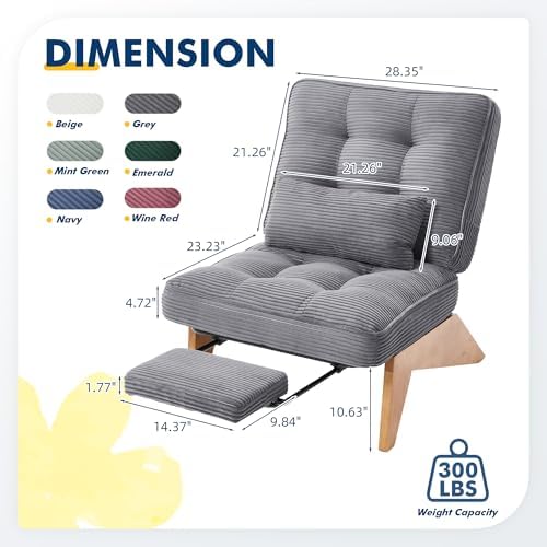 Accent Chair with Ottoman for Reading Room (Grey)