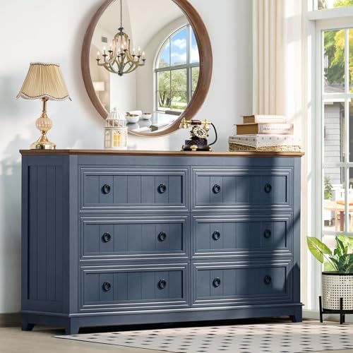 Joaxswe Farmhouse Dresser and Nightstand Sets 3 Piece, Blue