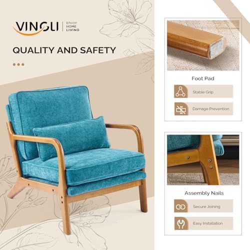 VINGLI Chenille Mid-Century Modern Accent Chair, Cute Reading Arm Chair with ...