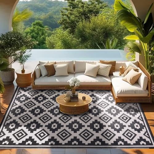 Shilucheng 8x10 ft Outdoor Rug for Patio, Modern Waterproof Area Rug