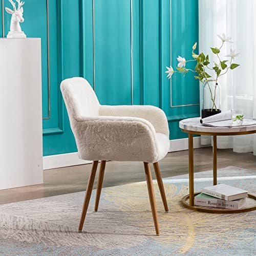 KCC Desk Chair No Wheels Makeup Vanity Chair for Living Room,1PC,White