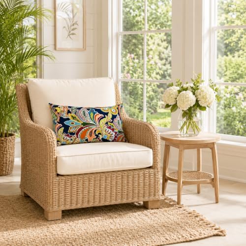 Pack of 2 Patio Lumbar Pillows 12"x20" | Fade Resistant Outdoor Wat...