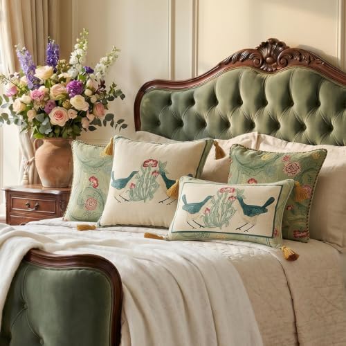 patdrea French Vintage Linen Throw Pillow Cover,18"x18",Set of 2-Ce...
