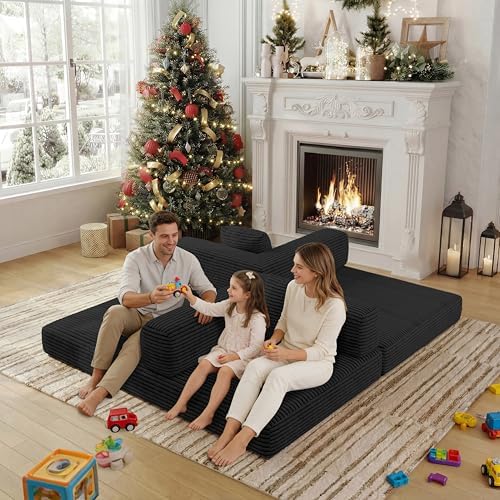 BSHOMGI Convertible Futon Sofa Bed, Boneless Couch for Living Room,Modular Fu...
