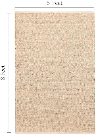 Delara Handwoven Jute and Cotton Area Rug - Natural Rug, Farmhouse Accent Rug...
