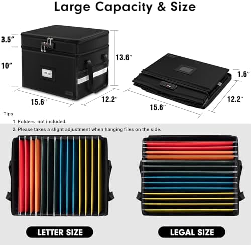 Fireproof File Oganizer with Lock, 2 Layer Fireproof Document Storage Box