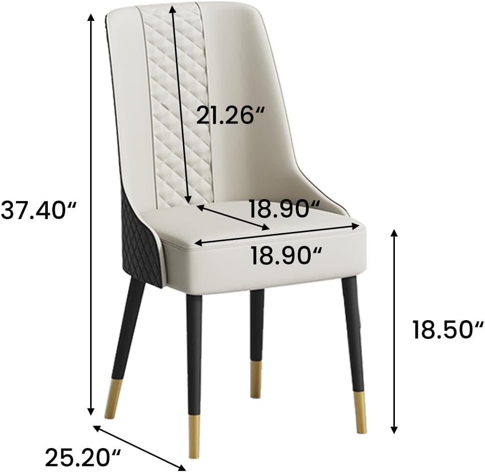POVISON PU Dining Chairs Set of 2, 38" Faux Leather Upholstered Bar Chai...