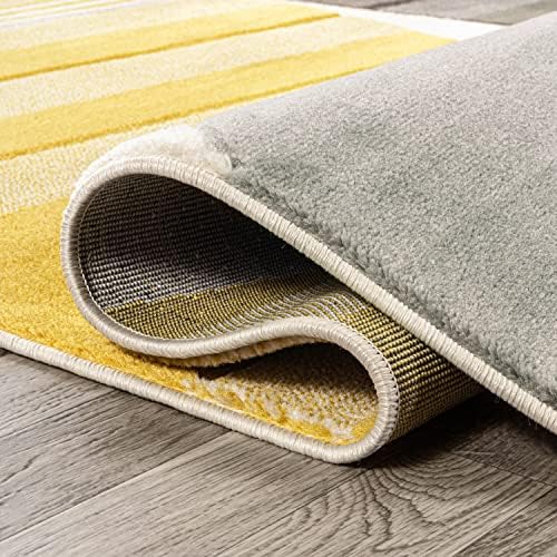 JONATHAN Y Striped Circles Gray/Yellow/Cream Indoor Area Rug 8X10 ft, Nicky G...