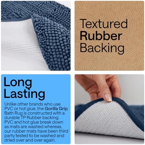 GORILLA GRIP Bathroom Area Rug Sets 2 Piece, Soft Chenille, 30x20 Navy