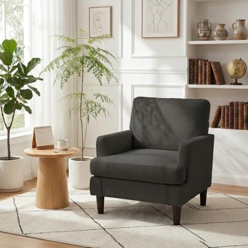 Kromax Accent Chair for Living Room, No Screws Assembly Required, Black