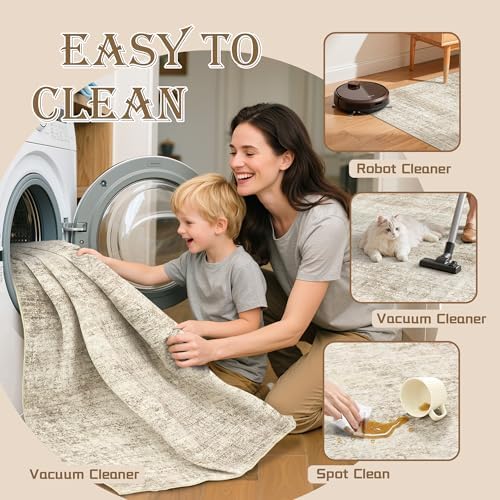 Cochyean 8x10 Area Rugs Abstract Large Area Rug Living Room Rug,Light Brown