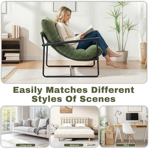 Modern Accent Chair Set of 2, Living Room Chair with Metal Frame,Upholstered ...