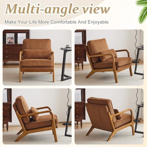 VINGLI Upgraded Premium Corduroy Accent Chair,Upholstered Arm Chair,Solid Woo...