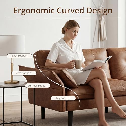 Faux Leather Futon Sofa Bed, Convertible Sleeper Sofa Couch