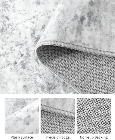 Washable Rugs 8x10, Abstract Large Area Rugs for Living Room, Grey
