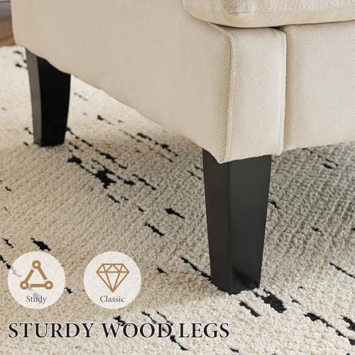 Bezseller Modern Accent Chairs Set of 2 with Wood Legs, Beige