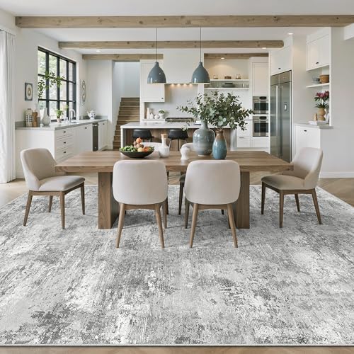 Cochyean 9x12 Area Rug Large Washable Rugs for Living Room, Light Gray