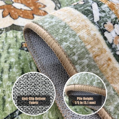 YARNSCAPE 5' x 7' Machine Washable Area Rug, Non-Slip Low-Pile Carpet