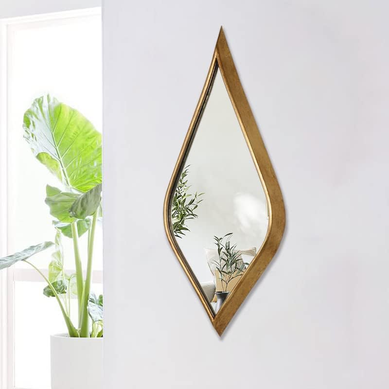 Teardrop Wall Mirror, 15.5" x 35.5" Gold Asymmetrical Decorative Mi...