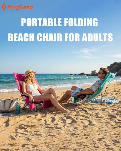 KingCamp Low Beach Chairs 2 Pack, Folding Portable Chairs for Adults