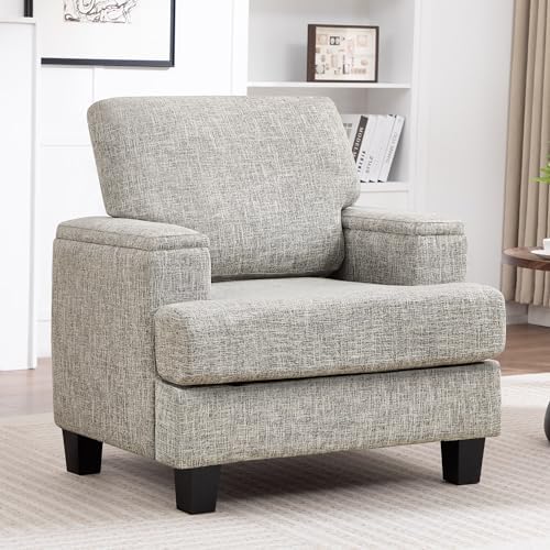 Accent Chair with Armrest Storage, Modern Upholstered Reading Living Room Cha...