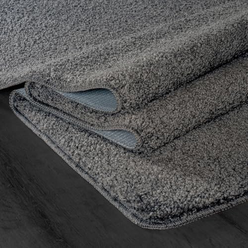 Area Rug 5x7 Dark Gray Washable Indoor Rug Solid Non Slip Easy to Clean Non S...