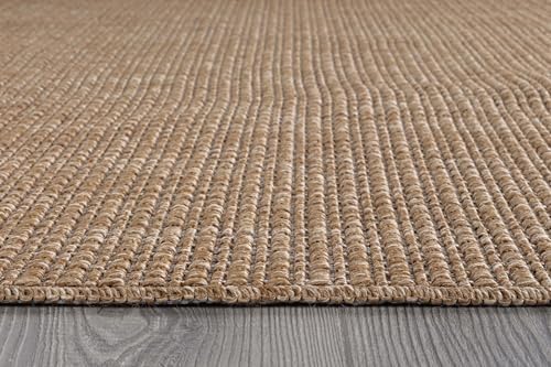 Beverly Rug Easy Jute Natural Rug 8x10 Solid Washable Durable Outdoor Indoor ...