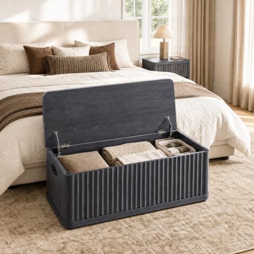 SICOTAS Storage Bench 80.4" Wide Shoe Bench with Lift Top Large Wooden S...