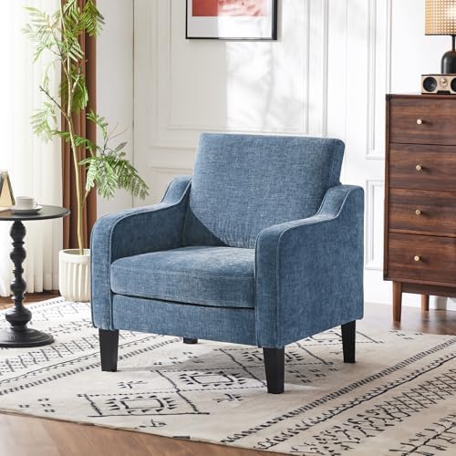 VINGLI Navy Blue Accent Chair Chenille Upholstered Armchair for Living Room