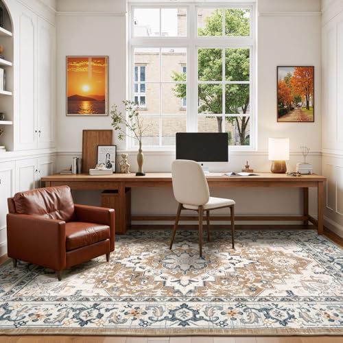 Lessymo 5x7 Area Rug for Living Room Machine Washable Super-Soft Rugs Brown