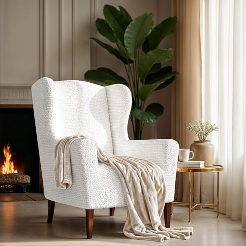 PAULATO BY GA.I.CO. Stretch Wingback Chair Slipcover 1-Piece – Bi-Elastic Win...